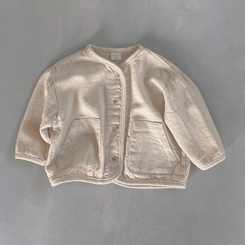 Jaqueta Jeans Corta-vento de Gola Redonda Infantil para Primavera e Outono Jaqueta Casual com Botões para Crianças Pequenas e Médias