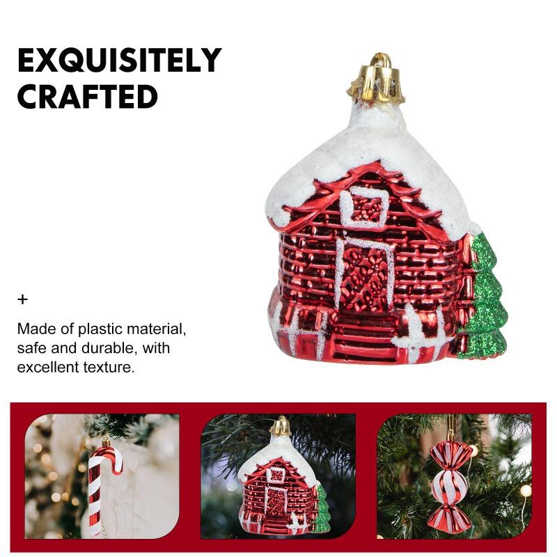 2/4Pcs Cartoon Red Plastic Christmas Ornaments, Xmas Tree Hanging Pendants, Holiday Decorations for Home, Bar, Shop, Wedding & Party