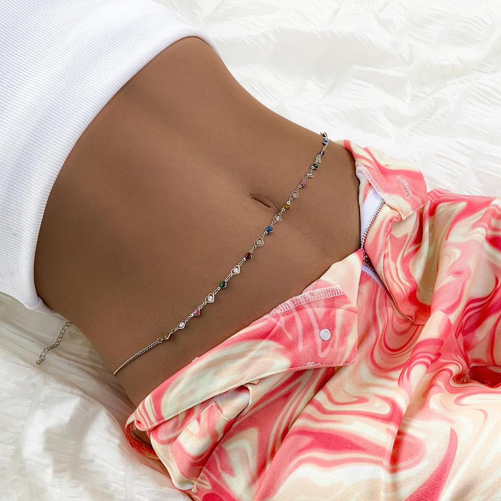 Minimalist Tassel Sequin Double Layer Chain Casual Pants Chain Hip-hop Body Chain Fashionable Retro Turquoise Waist Chain