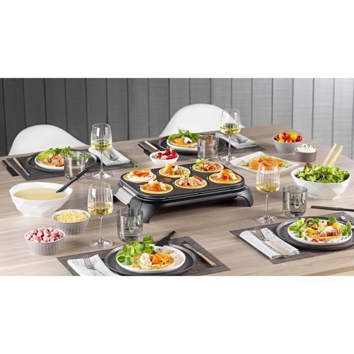 Tefal crep’party, appareil à crêpes 6 empreintes, antiadhésif, thermo-spot, 6 spatules + 1 louche, fabriqué en france py558813
