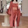 Bride Robe Set Sexy Sleepwear Lace Hollow Out Nightgown Wedding Kimono Bathrobes Gown Suit Loungewear Women V -Neck Homewear