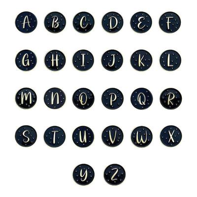 A-Z 26 Letters Initial Brooch Women English Alphabet Brooch Pin Round Badge Corsage Unisex Collar Jewelry Clothes Bag Decor Gift