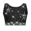 Dívčí gymnasticko-taneční set: Crop top tílko s kamínky, křížením na zádech a véčkem vpředu, s šortkami s elastickým pasem