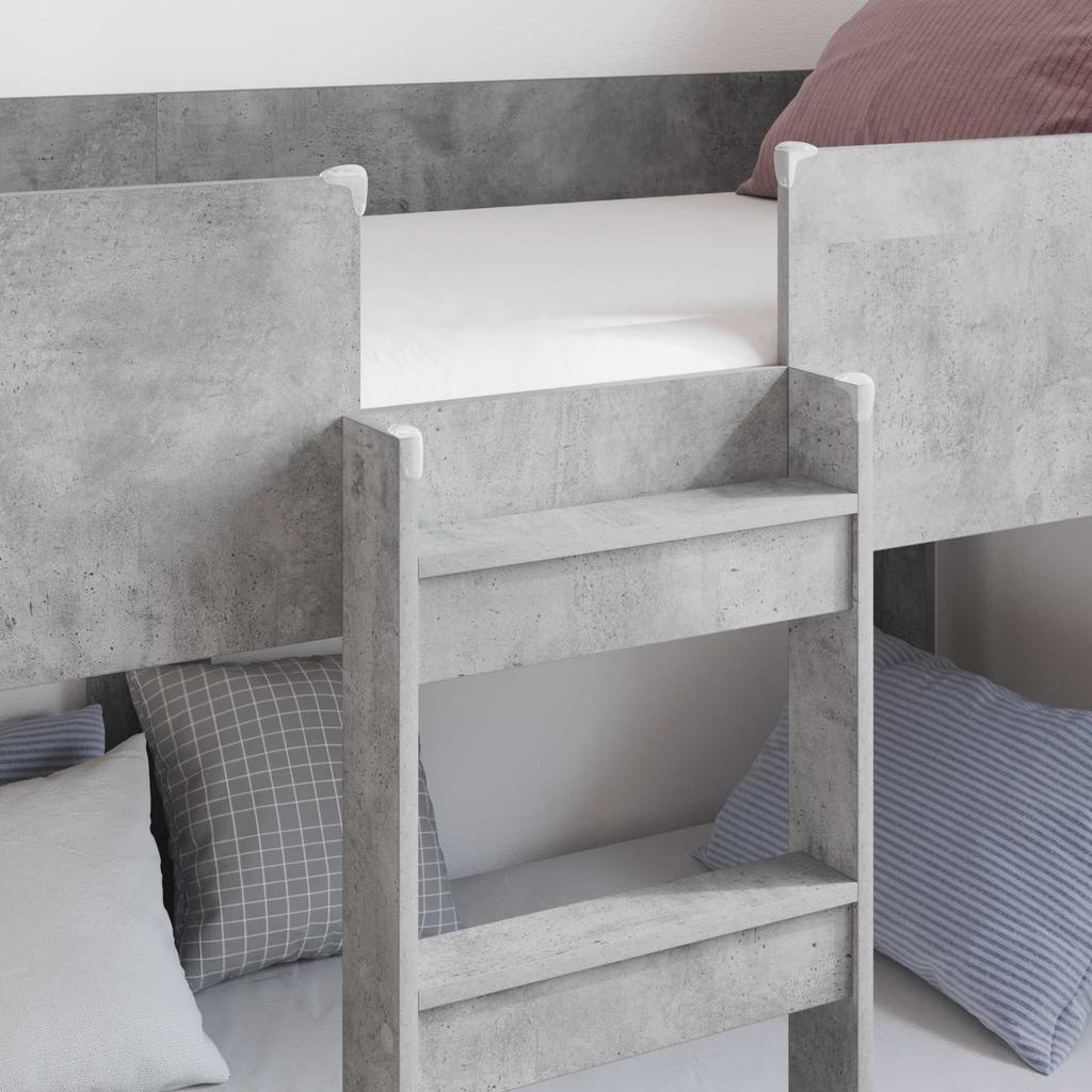 Kids Bunk Bed Concrete Grey 75 x 190 cm Particleboard