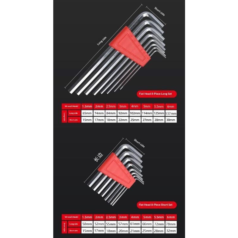 Eight Piece Set Of Flat Head And Hard Hexagonal Screwdriver, Long And Short Combination Hexagonal Key, Household Repair Special Tool Set
