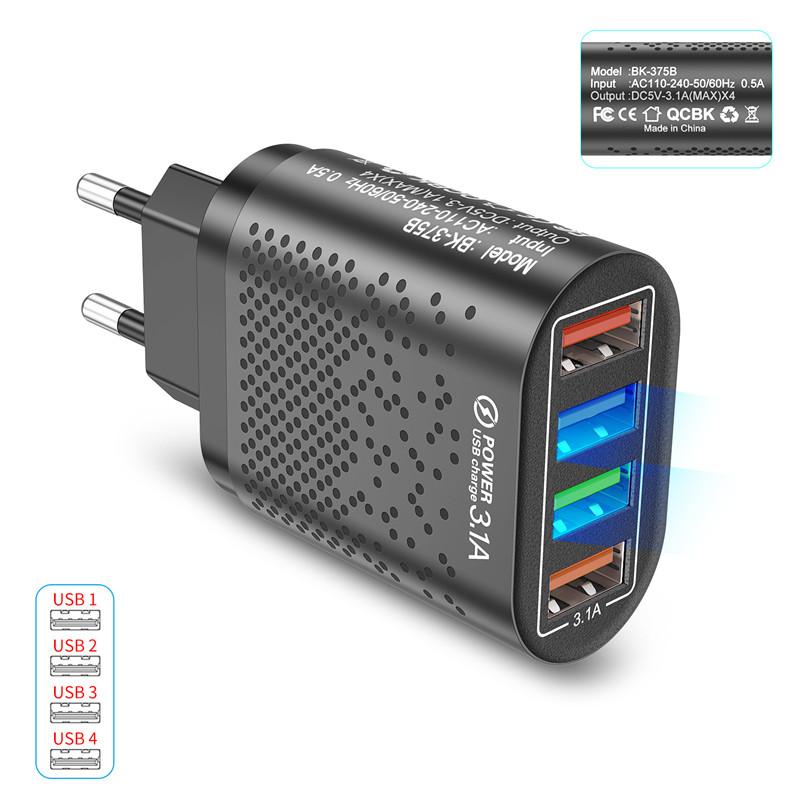 

USLION Quick Charge 3,0 для iPhone, настенное зарядное устройство, быстрая зарядка для Samsung S10 S9 S8, штекер Xiaomi Mi Huawei, адаптер для зарядных устройств для мобильных телефонов EU Plug чёрный