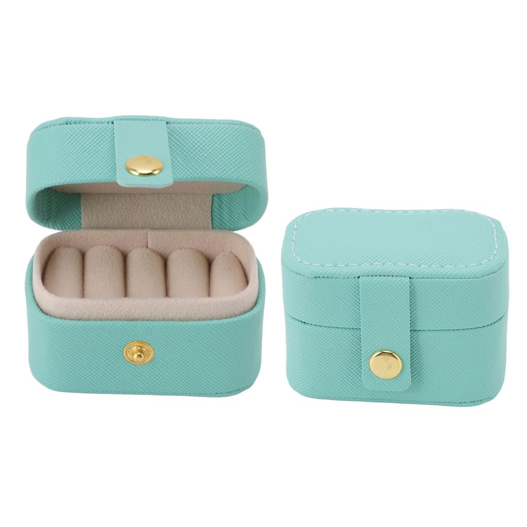 Mini Ring Storage Box PU Leather Small Jewelry Box Organizer Small Travel Earring Case Blue