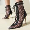 Sexy Lace Ankle Boots for Women Black White Short Dance Jazz Boot Point Toe High Heel Party Shoes Lady Big Size 45 2025 Summer