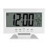 LCD Digital Sound Sensor Table Desk Alarm Clock with Calendar and Temp Display Silver