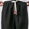 2022 Men's Loose Linen Ankle-Length Drawstring Trousers - Youthful Spring/Summer Style, Plus Size, Solid Color.