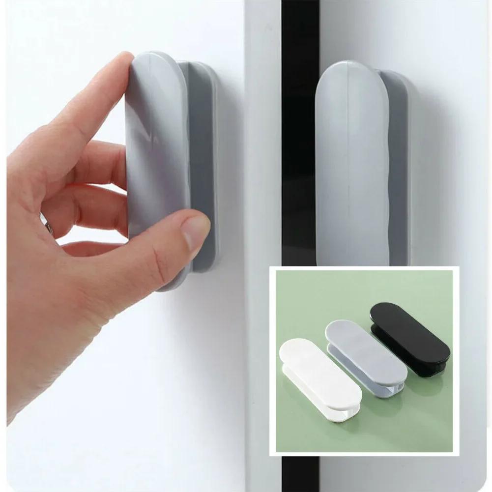 2PCs Punch-Self Adhesive Handle Kitchen Cupboard Cabinet Wardrobe Door Handle Drawer Knobs Sliding Door Pull Hardware