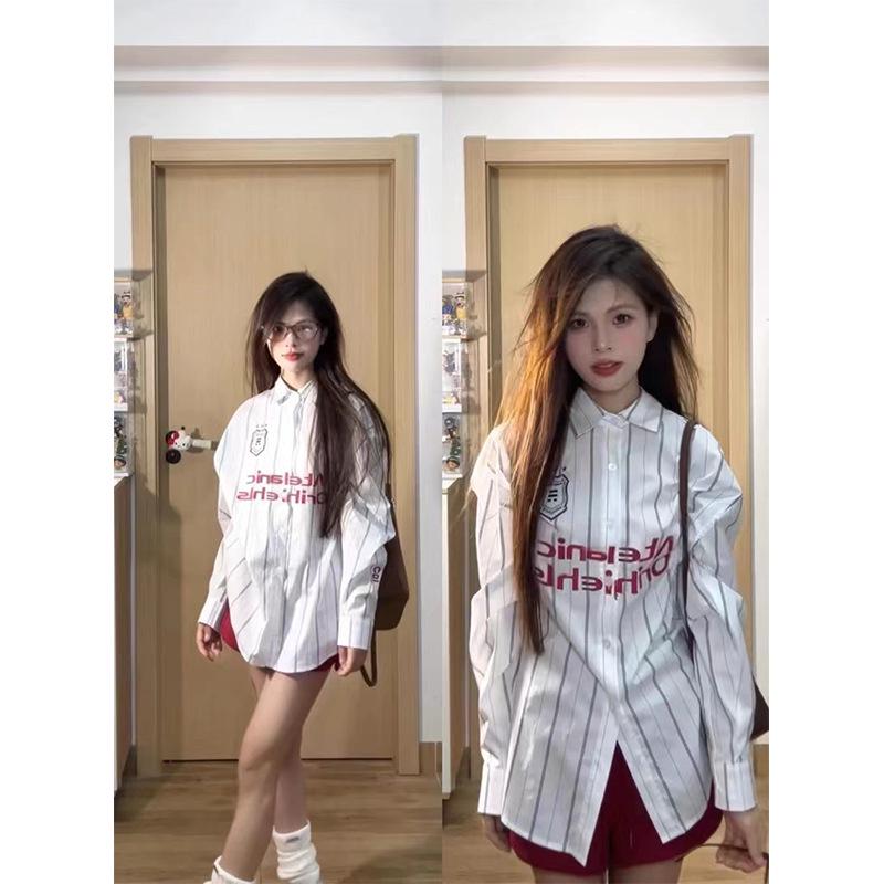 

Женская куртка в стиле ретро с цветными блоками и полосками - Ранняя весна, принт с буквами, отложной воротник, длинный рукав, топ в университетском стиле L белый