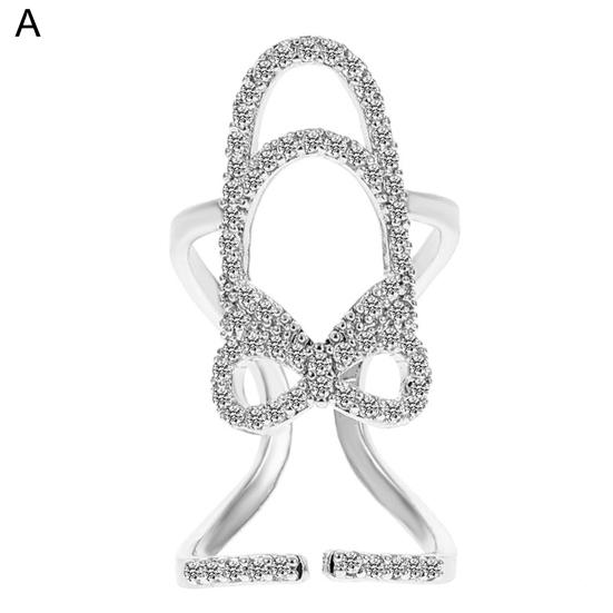 Inel de unghii Hollow strălucitor stras încrustat strălucitor reglabil deschidere geometrică manichiură inel comun femei