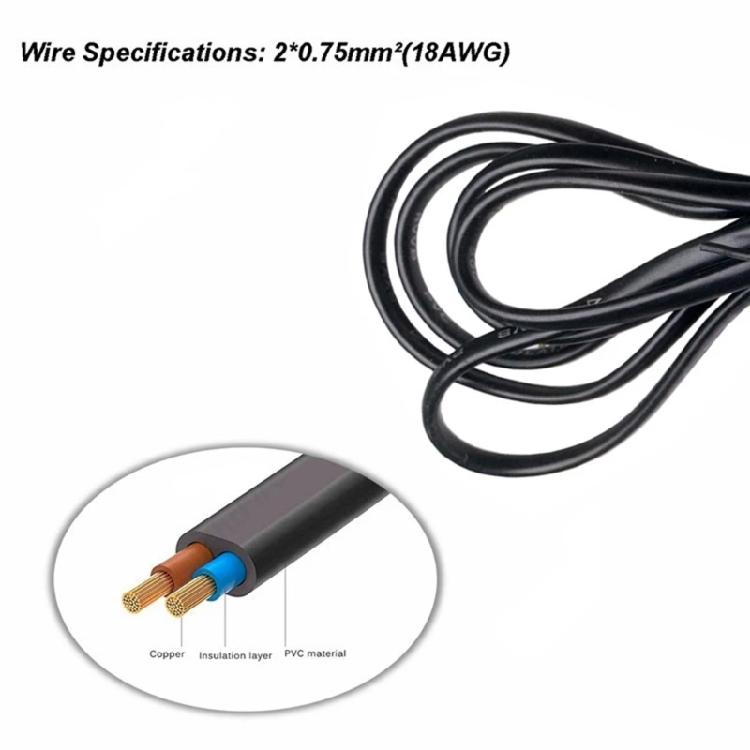 European Power Cable 2pin Plug To IEC320 C7 Extension Cord 2x0.75mm² Wire-gauge