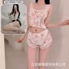 Crispy Sexy Sweet and Spicy Women's Summer Ice Silk Thin Pure Desire Suspender Shorts Two-piece Set Lace Temptation Set