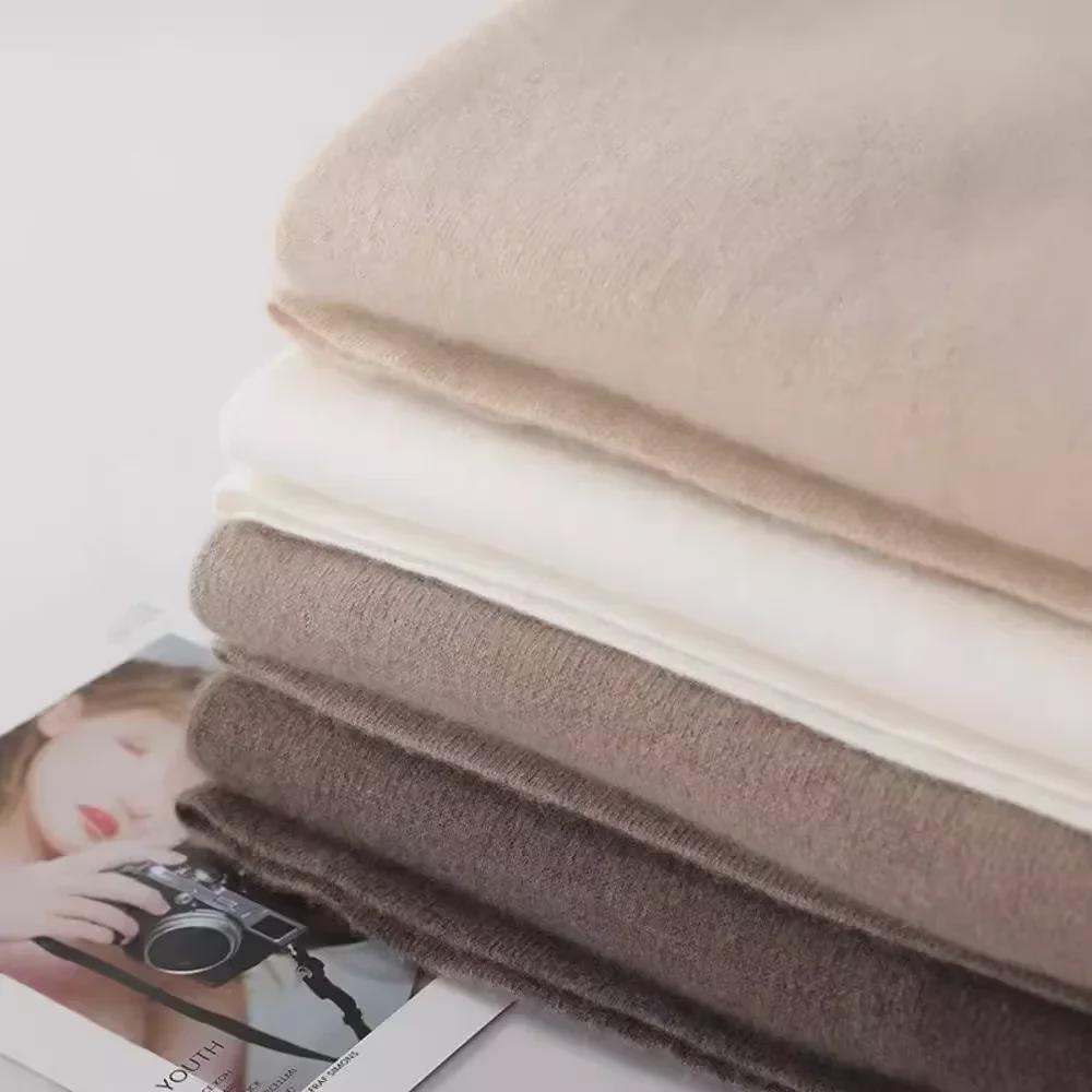 Women's High-Waist Cashmere Wide-Leg Pants - Thickened Wool for Autumn/Winter, Drapey, Slim Fit, Casual Straight-Leg Style.