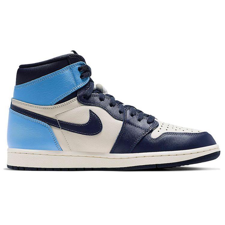 Air Jordan 1 Retro High OG Obsidian Men Sneakers Blue Sail University-Blue 555088-140