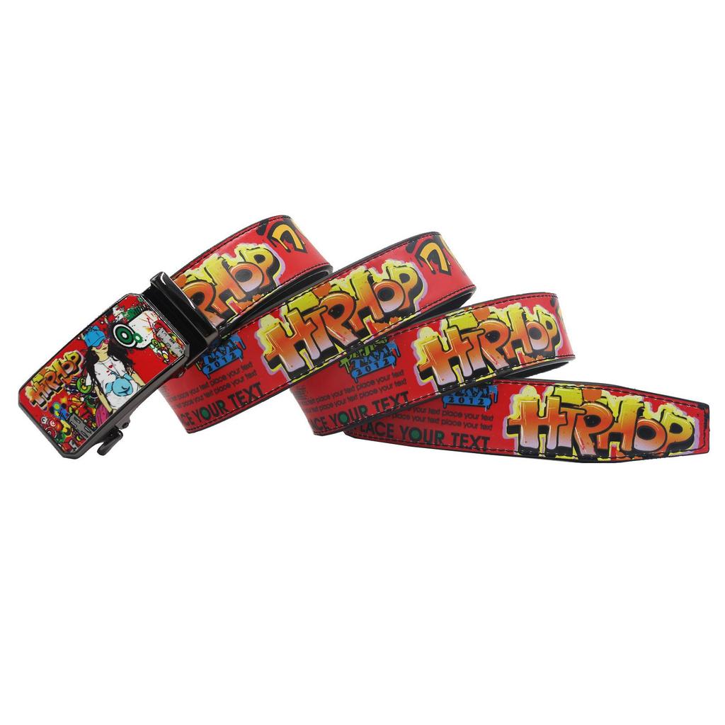 Originaler Lässiger Ledergürtel mit Graffiti-Print - Y2K-Stil, Vielseitiges Europäisch-Amerikanisches Design