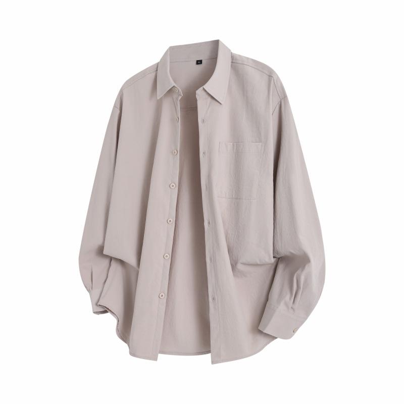 Spring And Autumn Men'S Solid Color Long Sleeve Shirt Men'S Casual Loose Long Sleeve Shirt Jacket