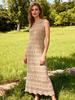 Hot Selling European & American Style Solid Color Knit Beach Maxi Dress - Round Neck, Sleeveless, Sexy.