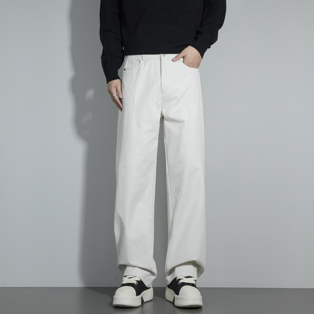 American Retro Summer New Casual Pants Men's Trendy Brand Loose Straight Simple Basic Color Commuter Long Pants Men
