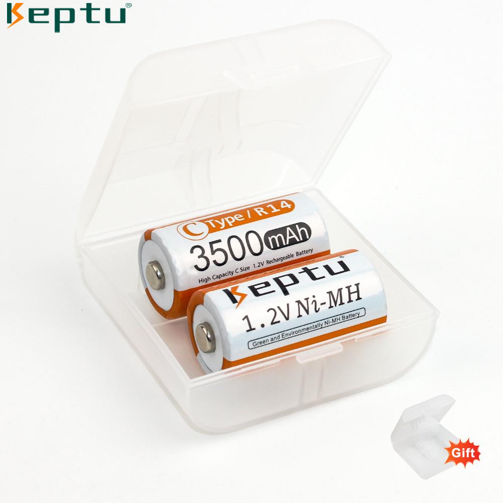 KEPTU 3500mAh 1.2V C Size Ni-MH Rechargeable Battery with Low Self Discharge for Household Flashlight Water Heater Toy