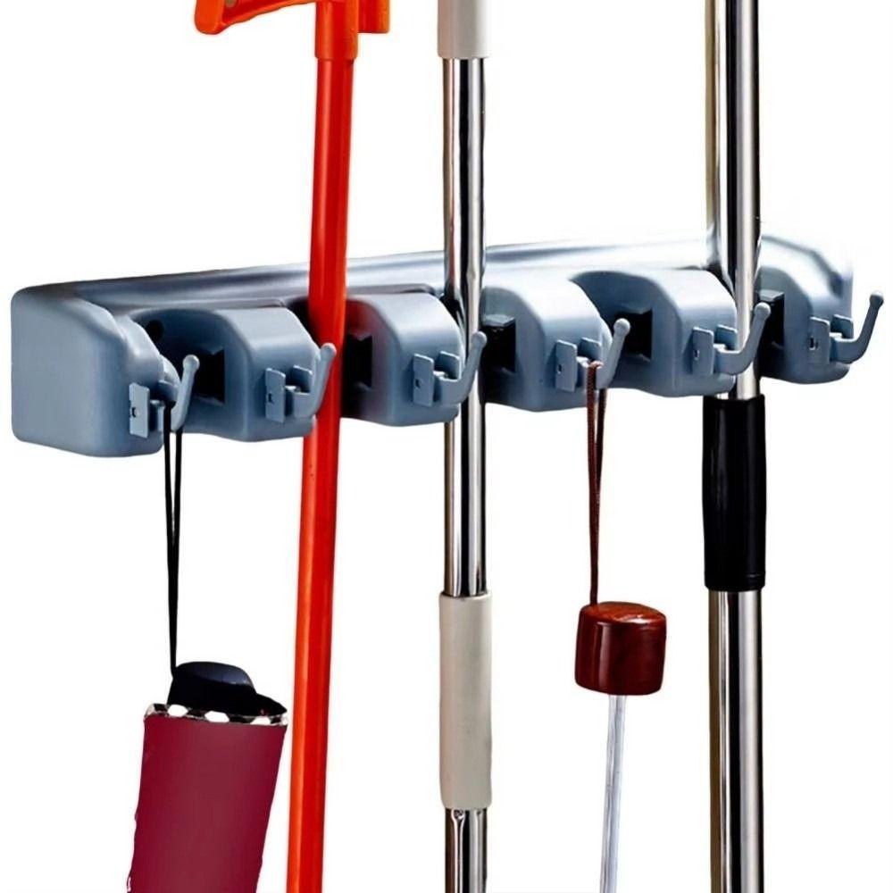 Wall Mounted Mop Holder Plastic Material Bathroom Broom Hanger Mop Fixed Clip Laundry Room