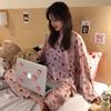 Women's Cute Cartoon Long Sleeve Pajama Set – Comfortable Thin Style for Spring, Autumn, and Winter, Wearable Outdoors