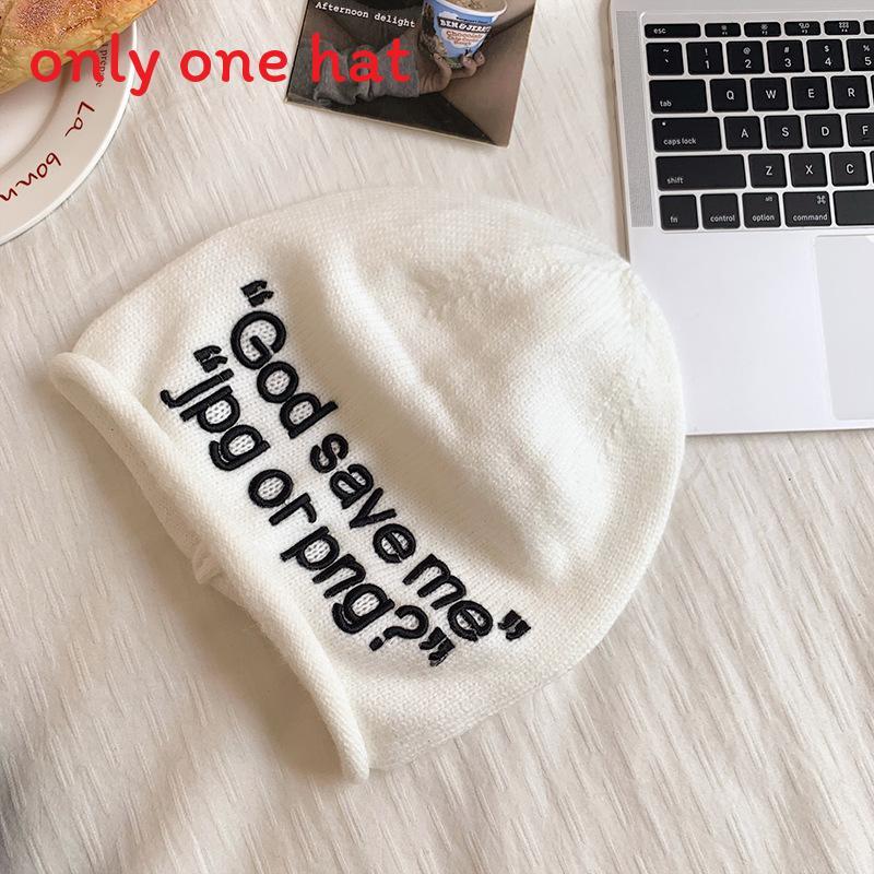 Knit Beanie Hat For Women With Alphabet Print Warm Winter Style