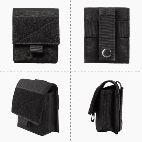 TRIWONDER Men's Tactical Pouch, Airsoft/Military Multi-Function Pouch, MOLLE Compatible, Belt Pouch, Multi-Case, Smoke Grenade Pouch (Black - 2-Pack)