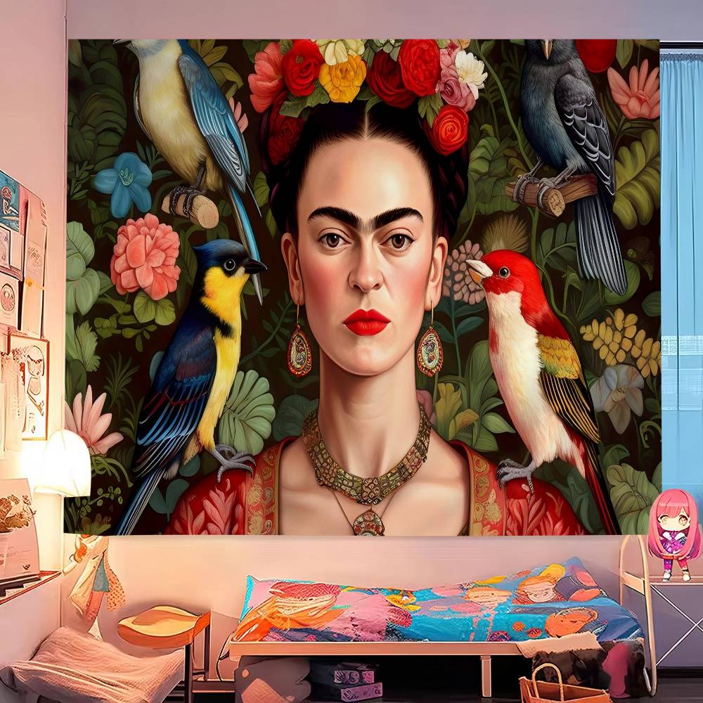 F-Frida K-Kahlo Hanging Bohemian Tapestry Bohemian Wall Tapestries Mandala Kawaii Room Decor 100X70CM