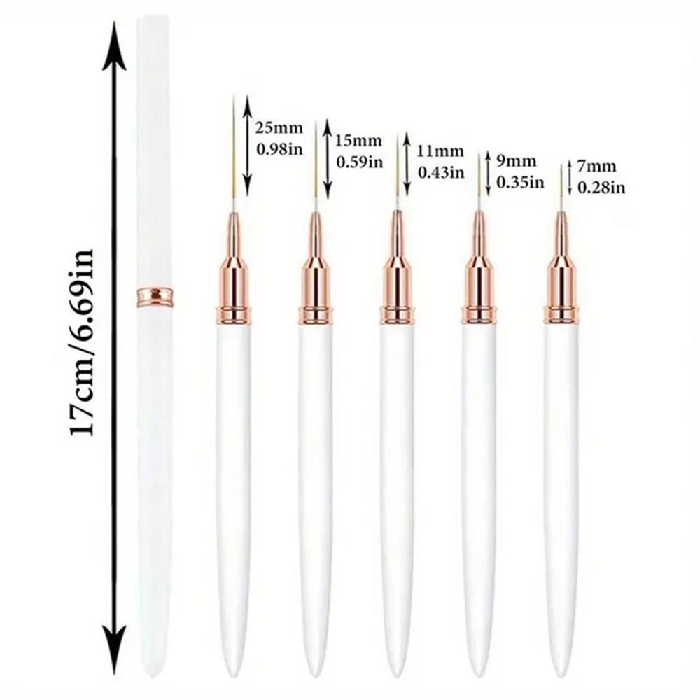 LINMANDA Nail Art Liner Brushes for Long Lines Liner Brush Gel Polish Painting Nail Design Brush Metal Handle Nail Drawing Pens