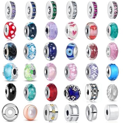 New Copper Charm Compatible With Authentic Bracelets Accessories Women Jewellery Colored Glass Bead Charms Collection