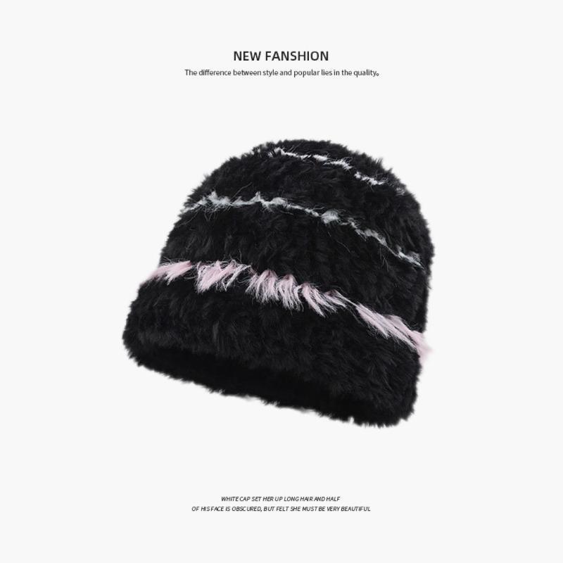 Autumn and Winter Plush Thickened Women's Cold-proof Wool Hat, Warm Ear Protection, Small Face, Big Head Circumference, Pullover, Knitted Hat
