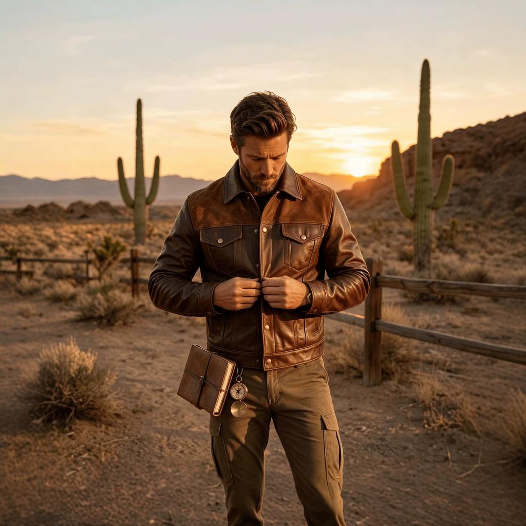 Men's Splicing Tooling Jacket Lapel Snap-Down Multi-Pocket Casual Motorcycle Wind Jacket