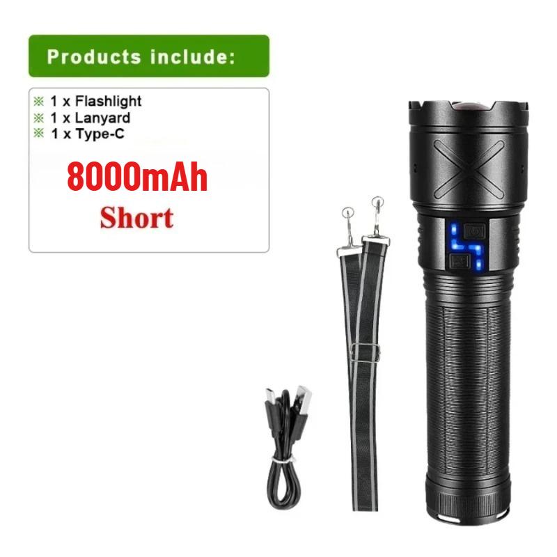 Powerful LED Flashlight Long Range Zoomable Aluminum Alloy Hand Lamp USB Rechargeable Outdoor Work Light for Outdoor Camping