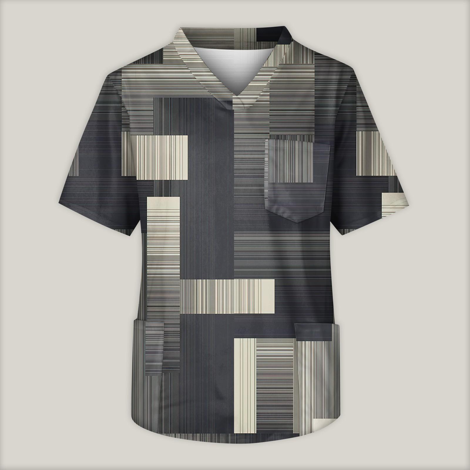 

Мужская рабочая блузка с короткими рукавами и v-образным вырезом с принтом, топ с нагрудным карманом XXXXXL кофейный