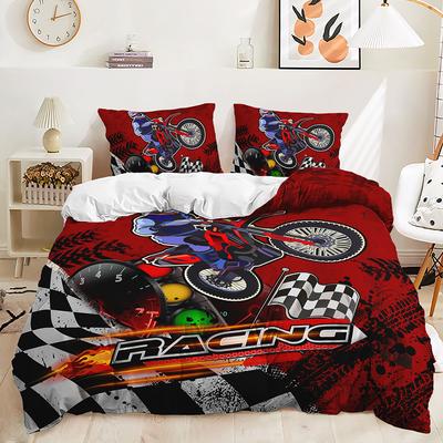 Three-Piece Racing Scooter Quilt Cover Two-Piece Bedding Kit Digital Printing