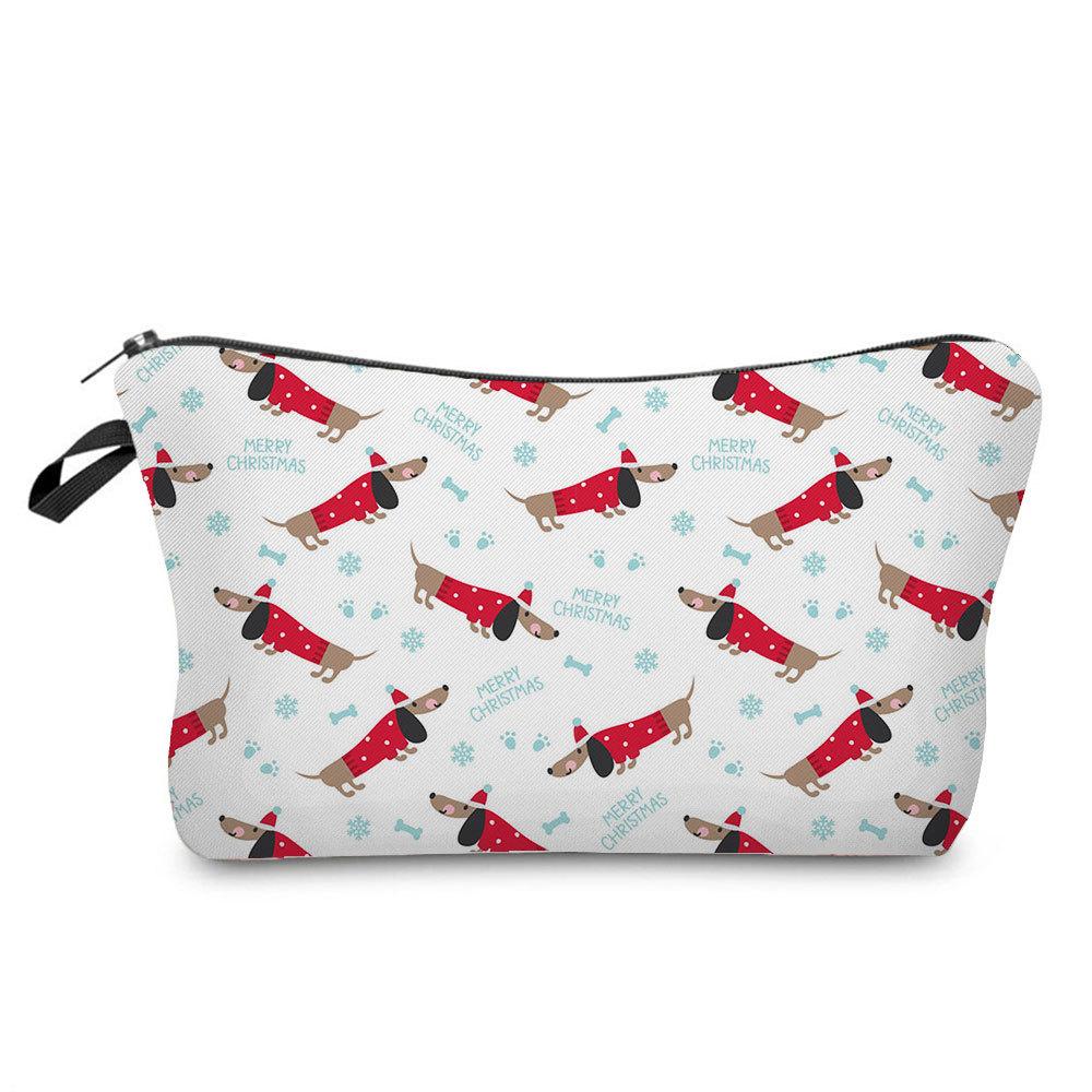 Women Dog Print Cosmetic Bag Toiletries Organize Travel Storage Case 6357 CLE