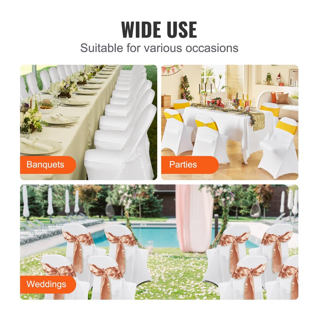 VEVOR Stretch Spandex Folding Chair Covers, Universal Fitted Chair Cover, Removable Washable Protective Slipcovers, for Wedding, Holiday, Banquet