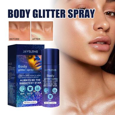 60ML Glitter Collarbone Hair Spray Shine Face High-gloss Party Atmosphere Brighten Flash Sequins Spray