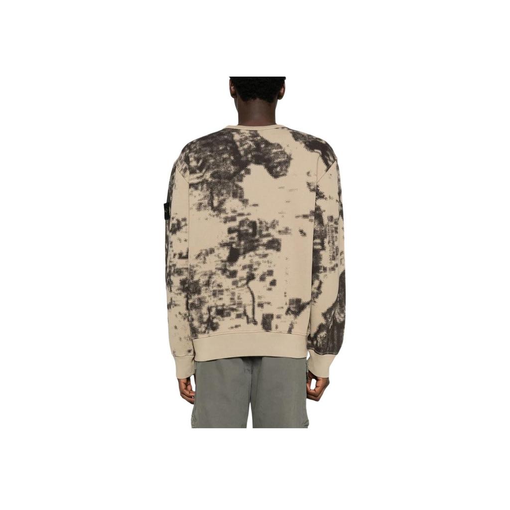 STONE ISLAND Pattern Printed Crew Neck Pullover Long Sleeve Sweatshirt Men Sweatshirt Brown 8115669E3-V0092