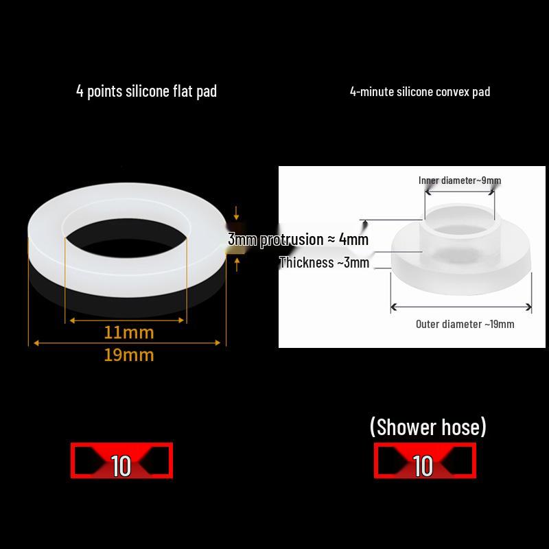 4-Point Shower Head Silicone Gasket & Rubber Washer Set