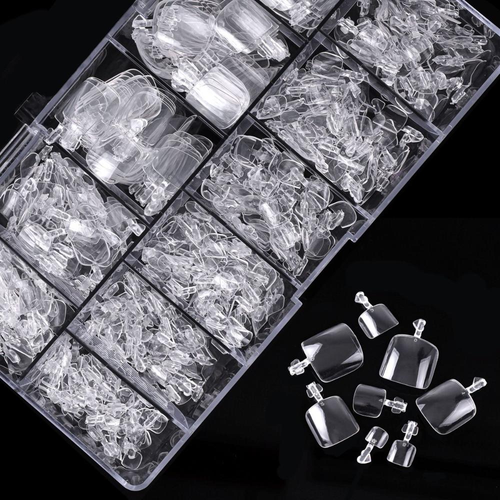 550Pcs/box Acrylic French Nail Art Decor Fake Artificial Foot Tips Toe Nails Tips False Toe Nails