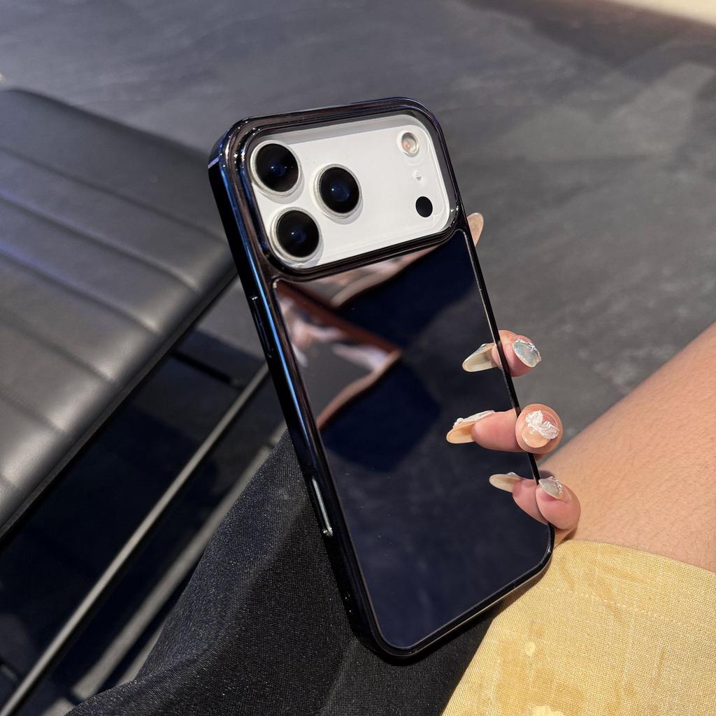Makeup Mirror for Apple 16pm Phone Case Plating for IPhone17air Large Hole Protective Case 2-in-1