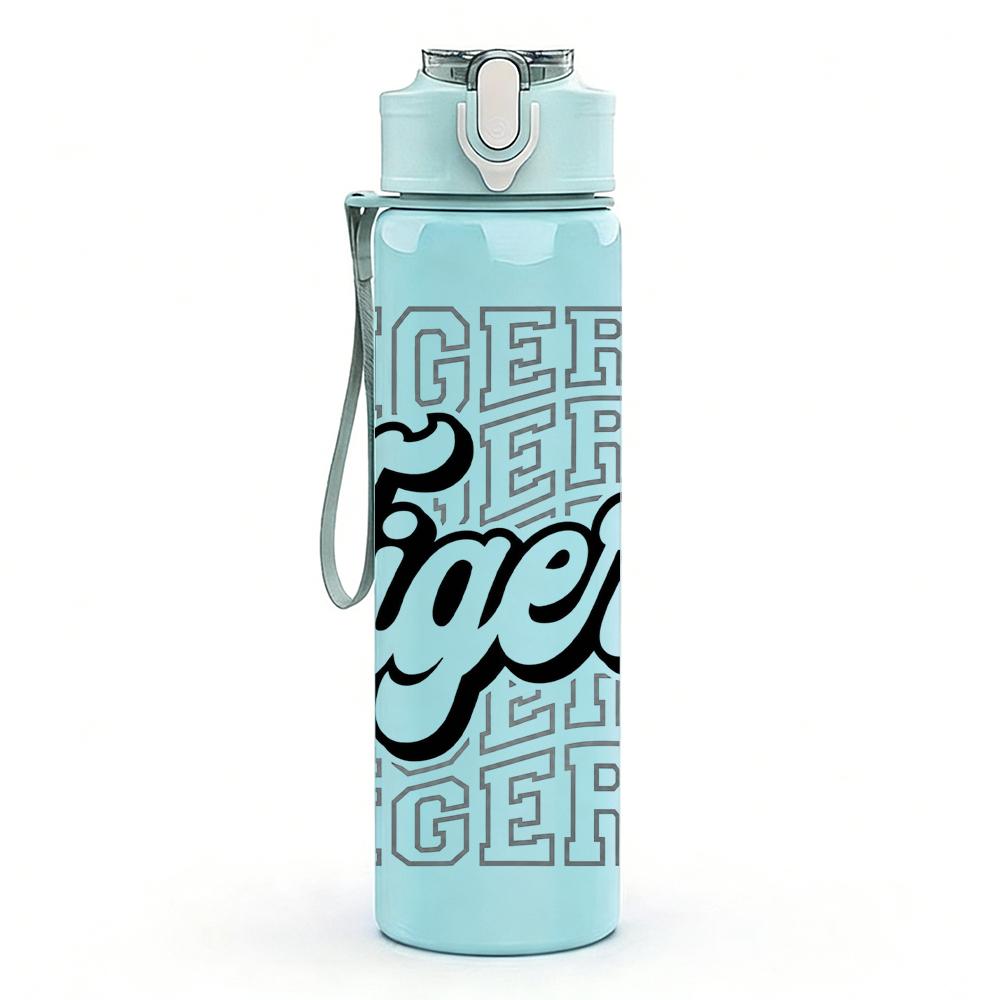1PC Repeating Tigers Bold Letter Mark 750ml Color Plastic Water Bottle Leakproof Flip Straw Lid For Sports Office Home Use