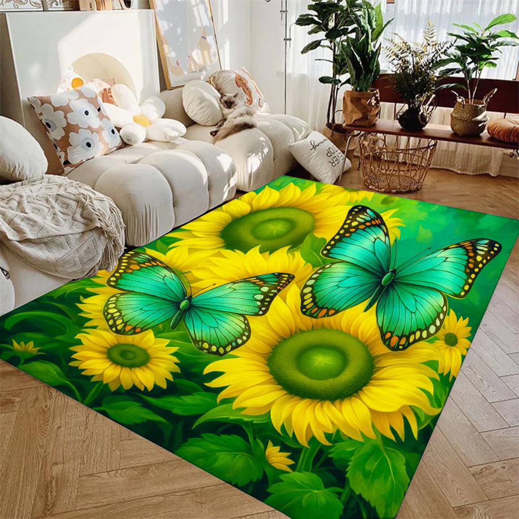 1pc Carpet Colorful Butterfly 3D Print for Bedroom Decor Kid Non-slip Parlor Floor Mat Surface Comfortable Carpet Birthday Gift