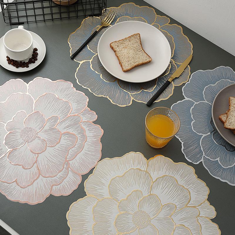 Jogo americano de flores de luxo, jogo americano redondo, mesa de jantar, cozinha, decoração de mesa de casamento