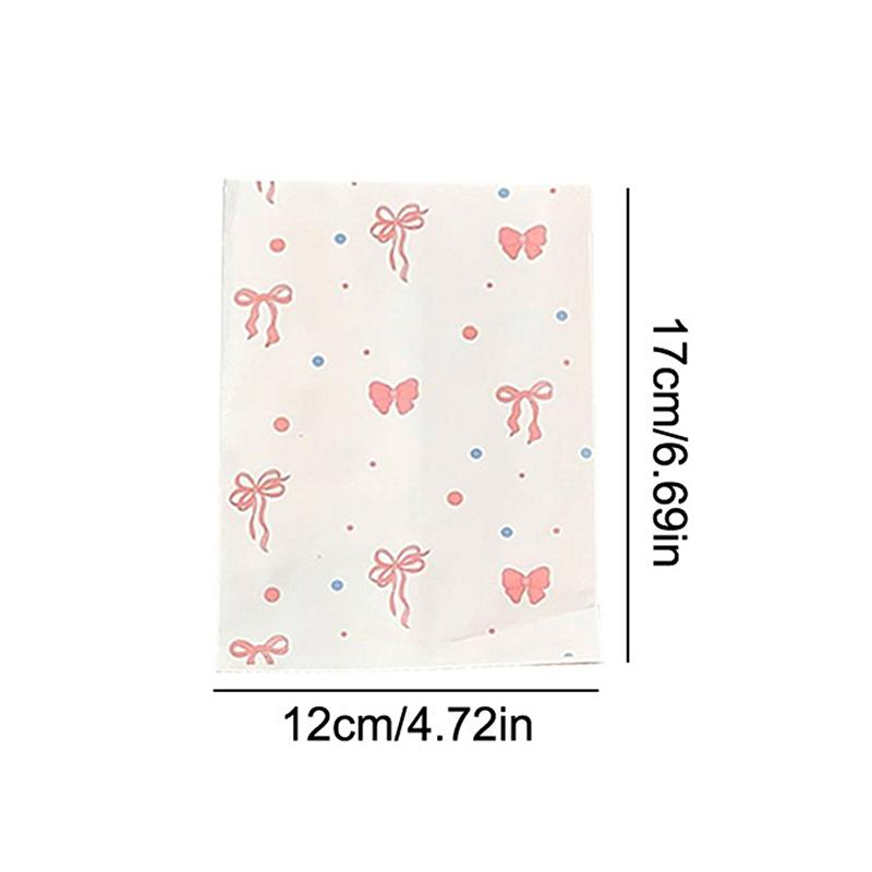 50Pcs Pink Bowknot Heart Paper Bags 12×17Cm Cute Photo Cards Jewelry Packaging For Handmade Crafts Gift Wrapping Storage Pouches