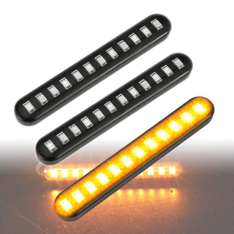 2Pcs 12 LED Moto Signal Lights Sequential Water Flowing Mini Strips Motorcycle Car Strips Led Turn Signal Flasher Lights